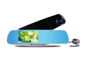 Rétroviseur Véhicule Black Box Dvr Gris – Double Caméra